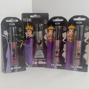NWT Disney VILLAINS Lot‎ Of 4 Lip Glosses Maleficent And Evil Queen!